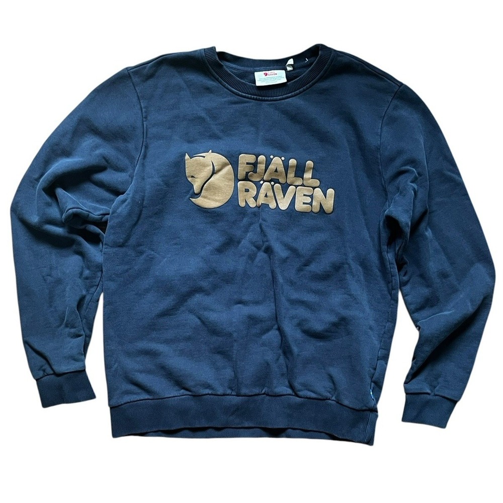 Fjallraven Men's Sweatshirt Black Logo Crewneck Pullover Sweater, Size Small